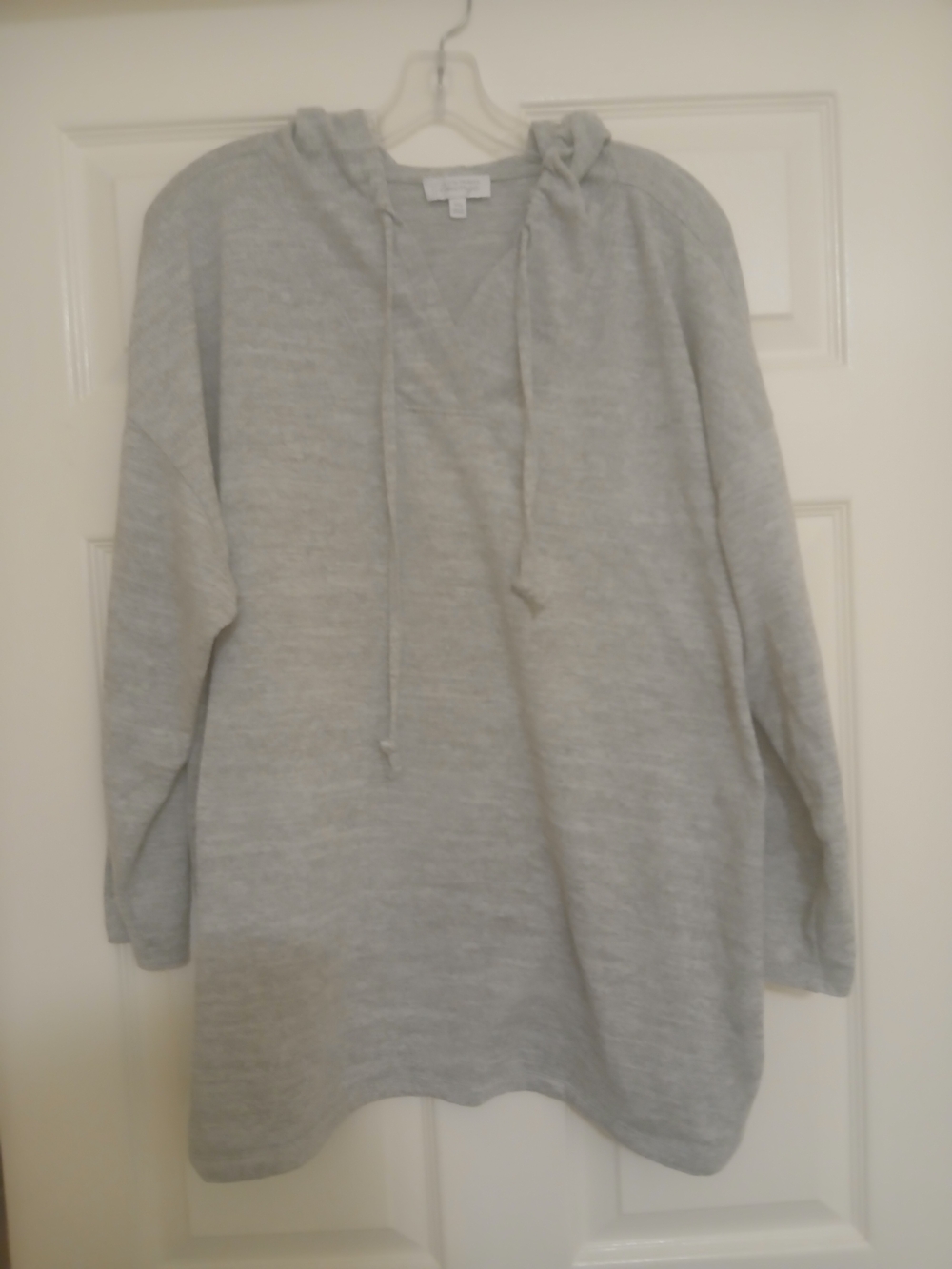 Talbots Light Gray Hooded Tunic Sweatshirt